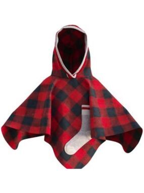 Pook Pookie Hooded Poncho Red Plaid Toddler Youth Polar Fleece Cape Medium